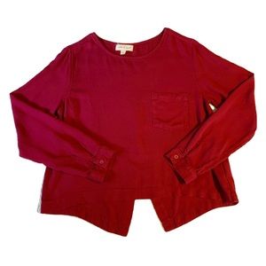 Cloth & Stone Anthropologie Split Back Top (Maroon) Size Medium